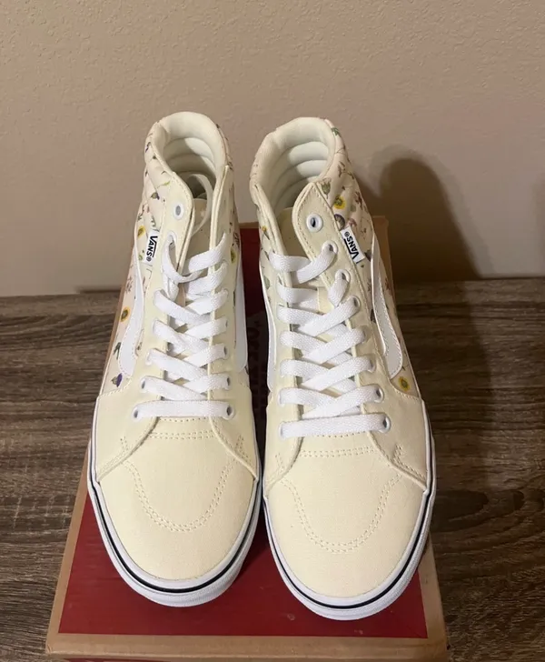 Vans Cream Floral Hi Top Sneakers 8 - Image 5
