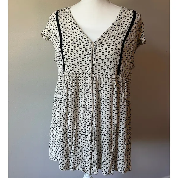 Vanessa Virginia by Anthropologie Spotted Black and White Blouse M - Image 3