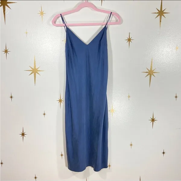 L’Academie Blue Silk Slip Midi Dress S Revolve - Image 2