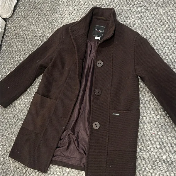 Saint James Paris Brown Wool Pea Coat - Image 3