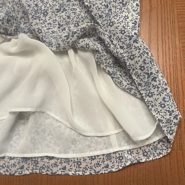 Madewell Georgette Ruffle-Sleeve Peplum Top in Americana‎ Floral Size Small - Image 11