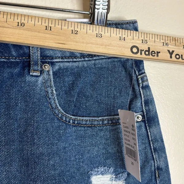 Pacsun Women's High Rise Festival Distressed Denim Shorts Island Blue 29 - Image 3