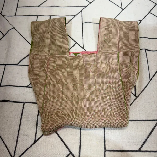 Kati Knit Mini‎ Tote Bag Small Pink Green Geometric Harlequin Pattern - Image 5