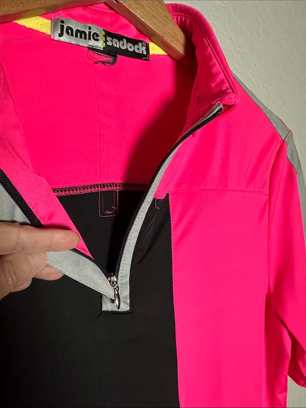 jamie sadock Hot Pink Black Colorblock Short Sleeve Golf Polo Shirt Athletic - Image 3