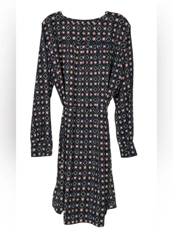 "Loft" Multicolor Geometric Long Sleeves Shirttail Dress Size: Xl - Image 5