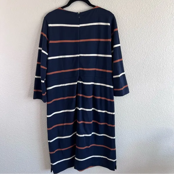 Barbour‎ Women's Oyster Stripe Cotton Knit Midi Dress Navy - Image 3