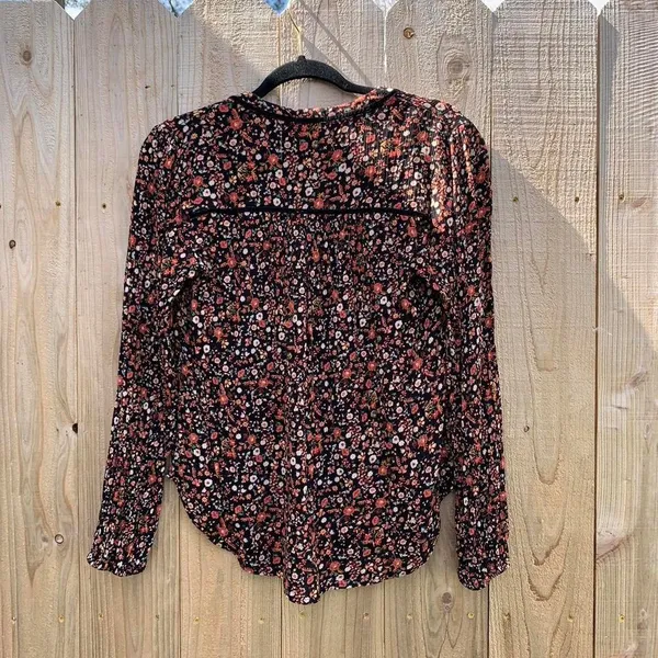 Mason & Belle Black Cottagecore Boho Peasant light‎ sleeve top size smal - Image 3