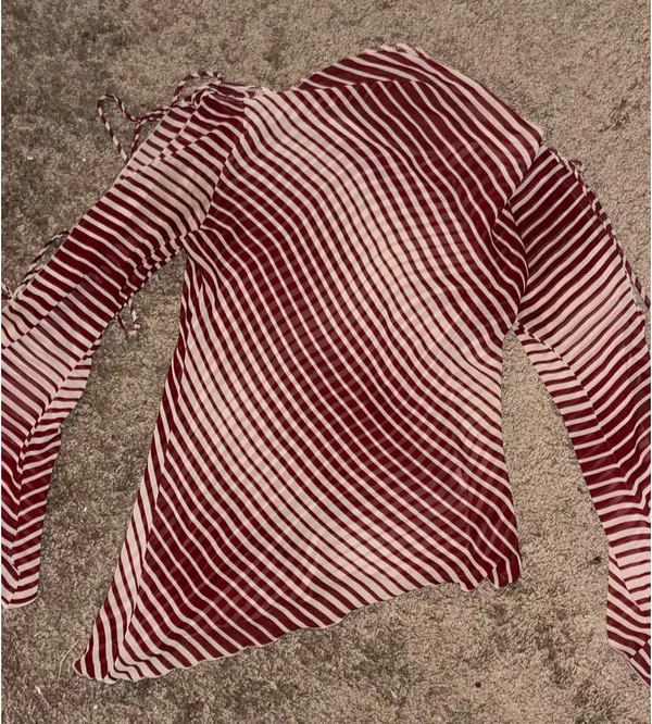 Candy cane striped see through top Red - Image 2
