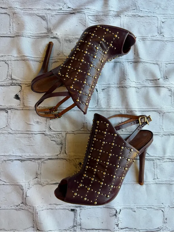 Schutz Slingback Peep-Toe Studded Heels 6B Leather Rocker Going Out Party - Image 7