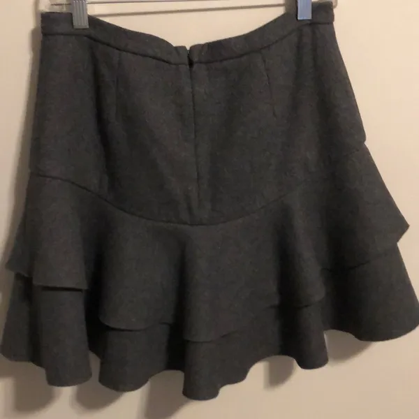 J Crew Mini skirt Wool Ruffle Tiered Size 4 Grey - Image 6