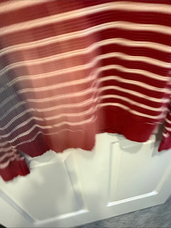 Striped Scoop Neck Sweater in Burgundy and Cream - Image 3