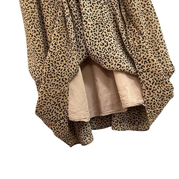 Mystree Women’s Leopard Midi Brown Black Dress Smocked‎ Top Size Small - Image 4