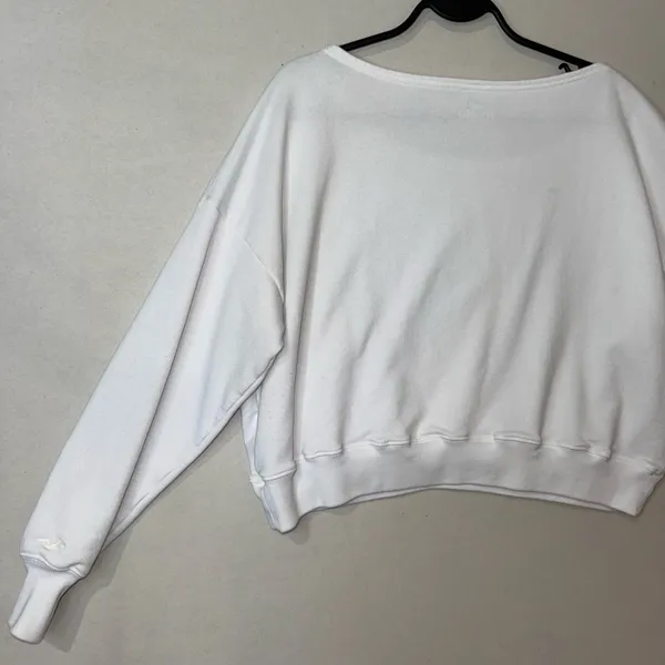 Hollister White Pullover Sweatshirt Women's Size S Logo Long Sleeve Casual - Image 11