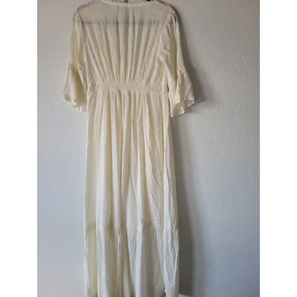 Knox Rose Women's Dress • Cream Swiss Dot Peasant Western Boho Flowy Small - Image 4