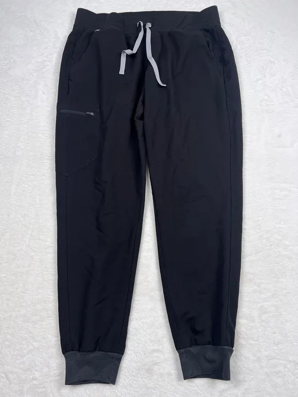 FIGS Black Catarina Scrub Top High-Waisted Zamora Joggers Set Size L - Image 3