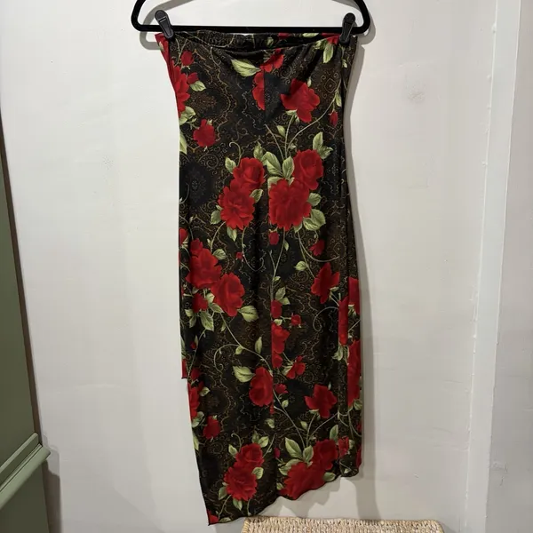 Vintage 90s Y2K Goth Fairy California Concepts dress asymmetrical Medium Floral‎ - Image 5