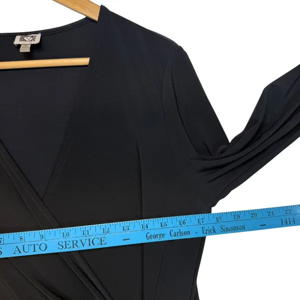 Anne Klein Black Faux Wrap Waist Long Sleeve Midi Dress Feminine Versatile 10‎ - Image 6