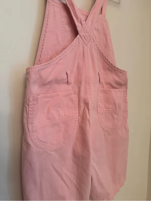 Lucy & Yak Dungaree Shorts Women’s XS Light Pink Organic Cotton Bib Overalls - Image 3