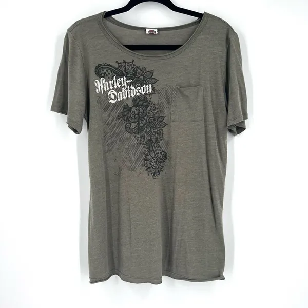 Harley Davidson women’s NY Floral Pocket T Shirt Large ‎ 1,000 Islands 2016 - Image 6