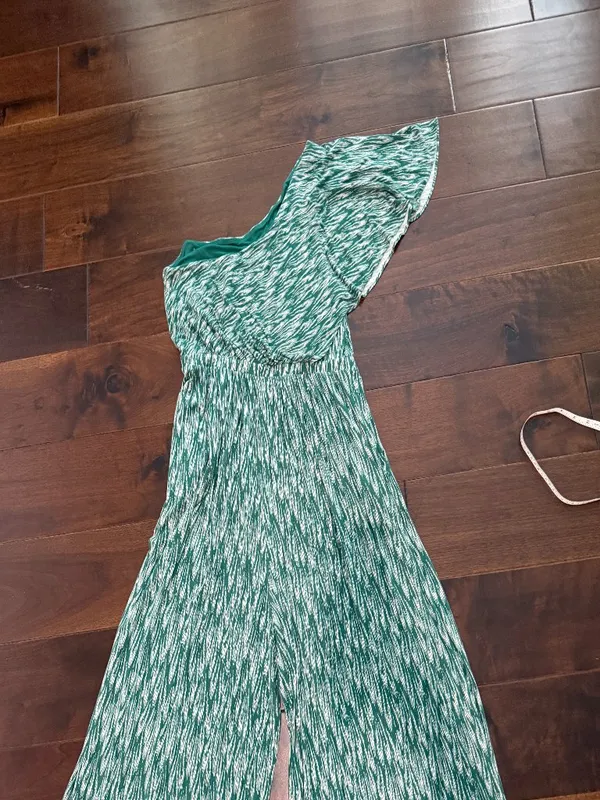 Anthropologie Maeve Jamie Wide Leg Jumpsuit Green Print Size Medium - Image 9