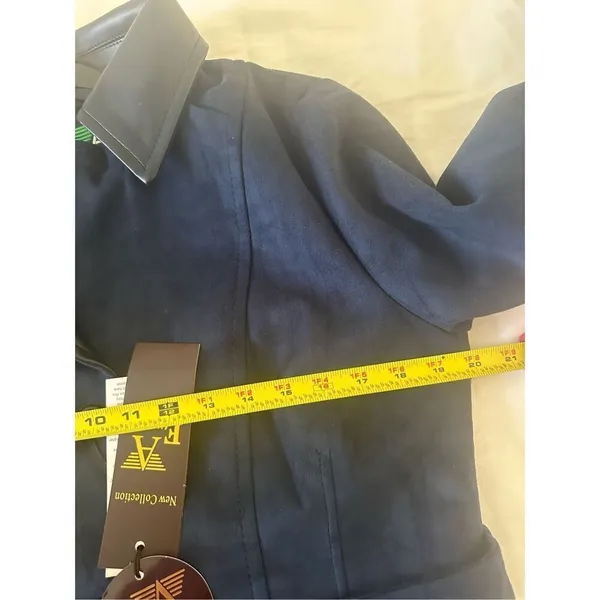 NWT Emporio Collezione ButtonDown Belted Jacket Navy Size Med - Image 7
