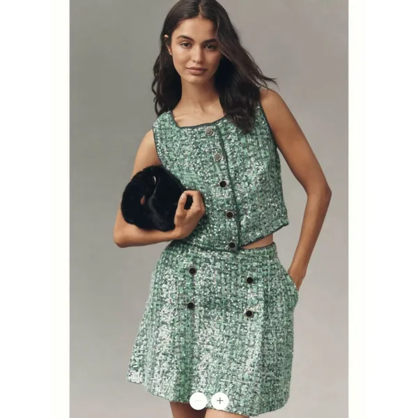 Anthropologie Maeve Sequin Tweed Vest - Image 2