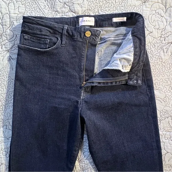 💥FRAME Le One Flare Jeans Dark Indigo Adaptive Stretch Sz 2 Fits 29-34 🧡 - Image 5