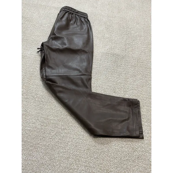 Anthropologie Ankle Pants Brown Faux Leather Drawstring Pockets Women's XS - Image 15