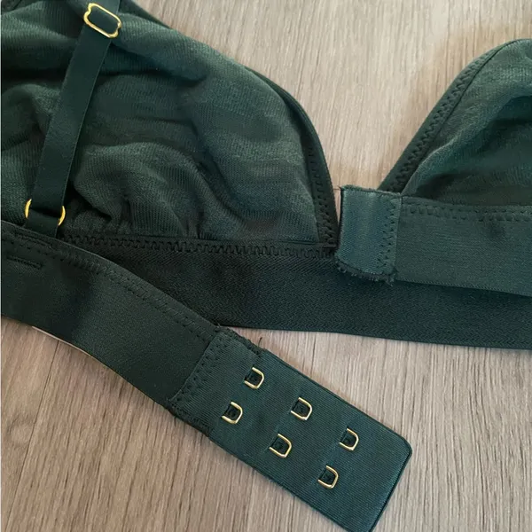 NWT AERIE VELVET STRIPE TRIANGLE BRALETTE Deep Forest Green size Medium - Image 6