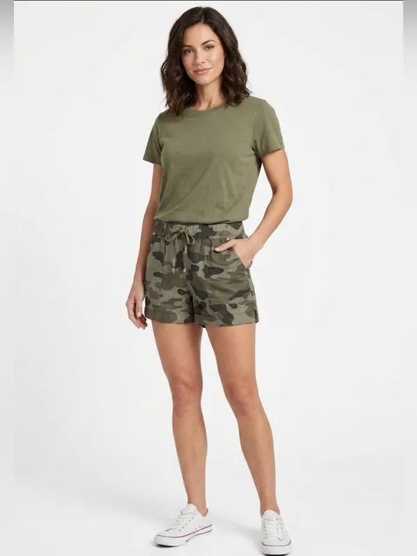GBG Guess Linen Blend Camo Drawstring Utility Shorts woman’s Size M - Image 8