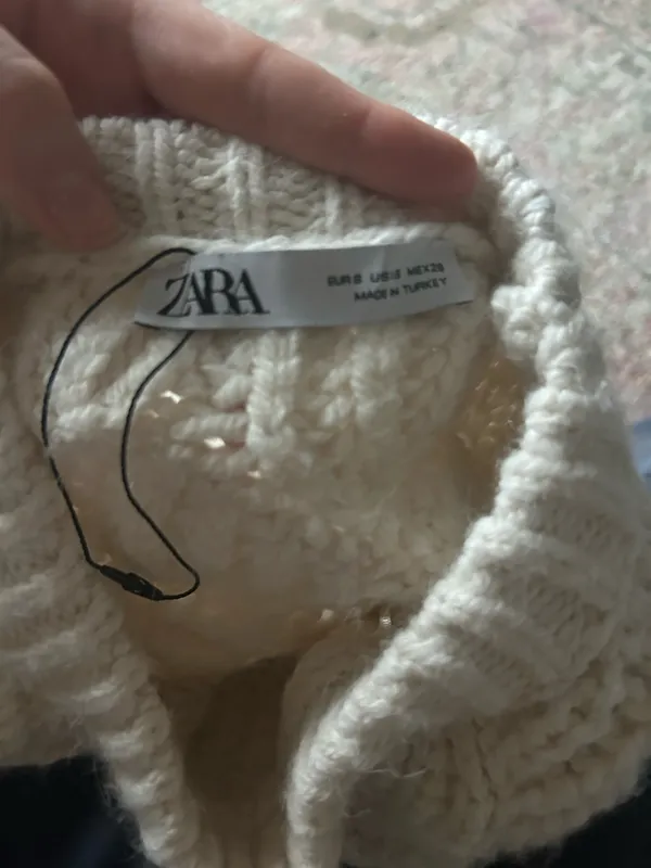 ZARA White Knit Sweater Cropped - Image 6