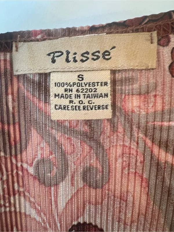 Y2K Plissé Sheer Floral Long‎ Sleeve Top Boho Fairy Grunge S - Image 9