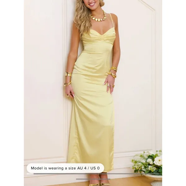 Beginning Boutique Maxi Dress Honey Size US2 Yellow - Image 6