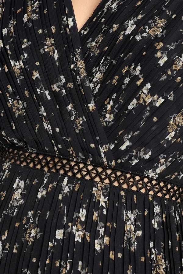 Lulus Navy Blue Floral Print Pleated Mini Dress - Image 5