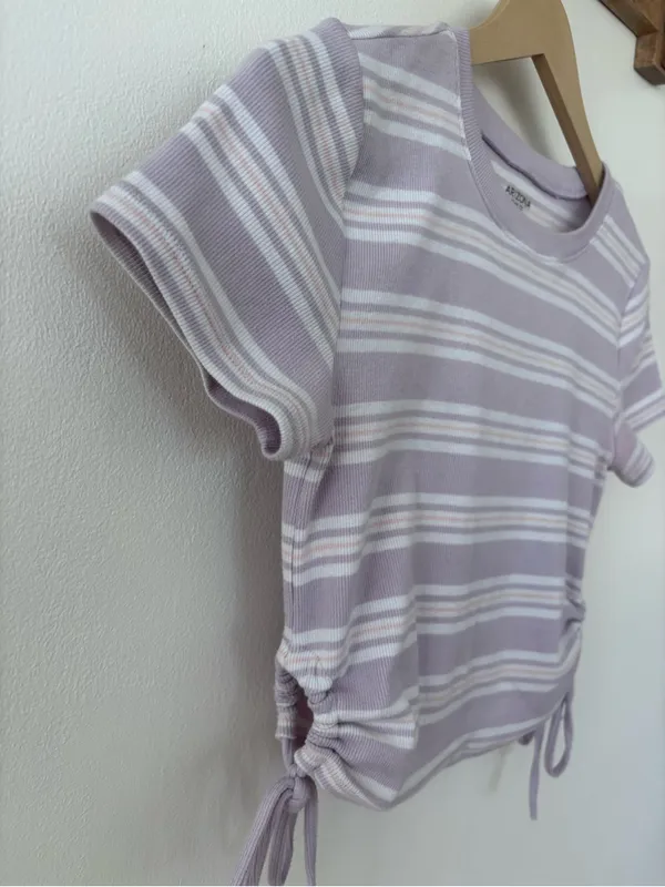 Arizona Jeans Lavender Striped Cropped Tee — Size S - Image 3