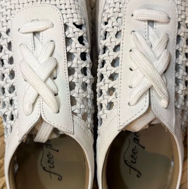 Free People Wimberly White Woven Sneakers with Gum Sole New w/ Box 8.5 - Image 2