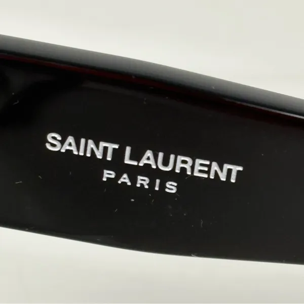 YSL - SAINT LAURENT Acetate Square SLM9 002 Sunglasses Black/Gray - Image 4