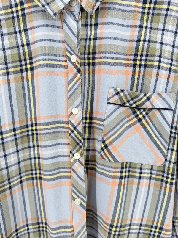 Aerie Boyfriend Flannel Button Down Pajama shirt light blue relaxed flowy fit - Image 6