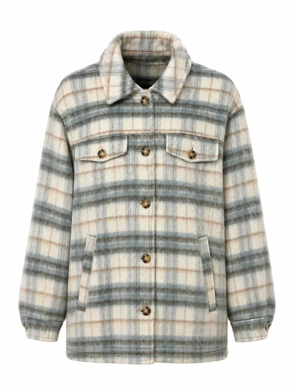 Wonderly Blue Plaid Lined Shacket NWT M - Image 2