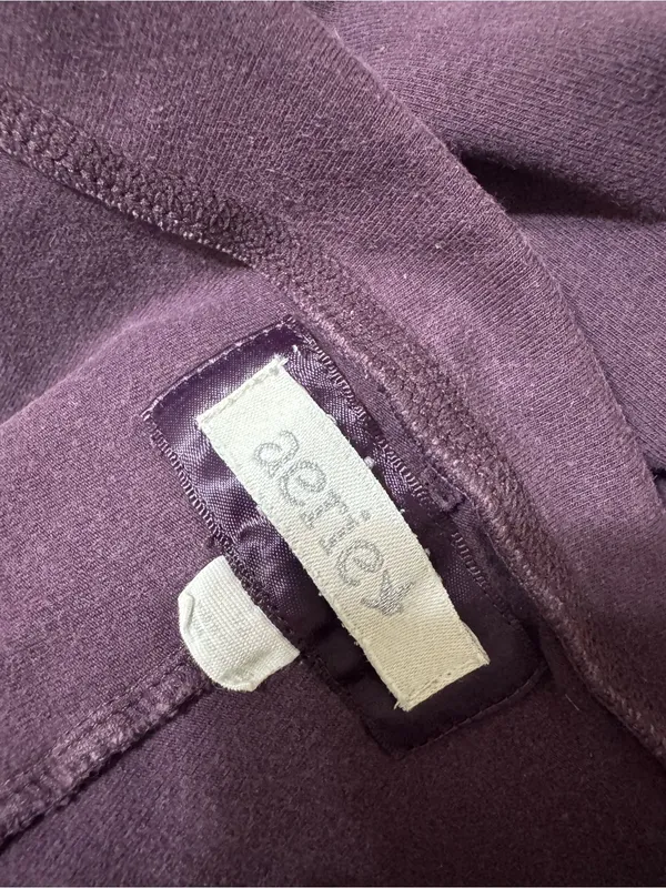 Y2K Aerie Cotton Deep Plum Fold-Over Waist Boot Cut Yoga Pants - Image 5