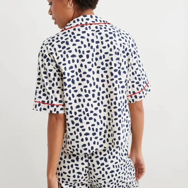 🤍Aerie Navy and White Print Button Up Pajama Top - Image 4