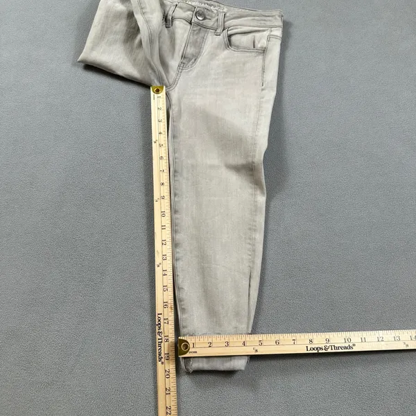American Eagle Jeans Womens 2 Short Gray Jeggings Ankle Low Stretch Rolled Cuffs - Image 5