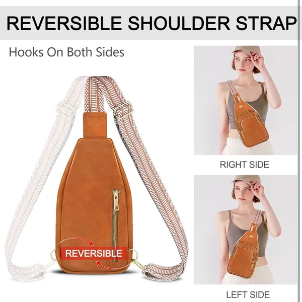 Sling Bag for Women Faux Leather Fanny Pack Detachable Strap Crossbody Bag FC1 - Image 6