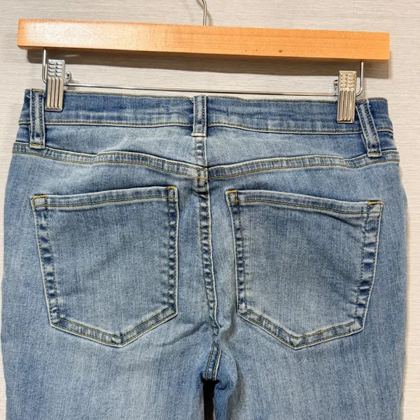 Free People Women 27 Light Wash Button Fly Raw Hem Skinny Jeans Blue - Image 5