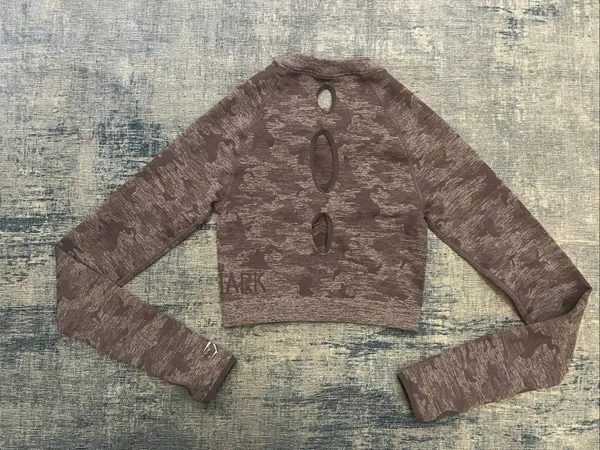 Gymshark Lavender Gray Adapt Camo Seamless Long Sleeve Crop Top XS - Image 2