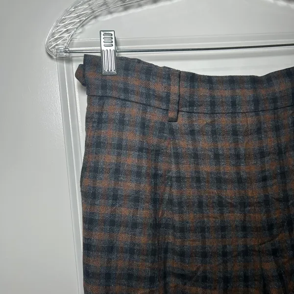 Vince Womens Brown Grey Plaid Pleated Pull On Trousers Pants Size M Academia - Image 2