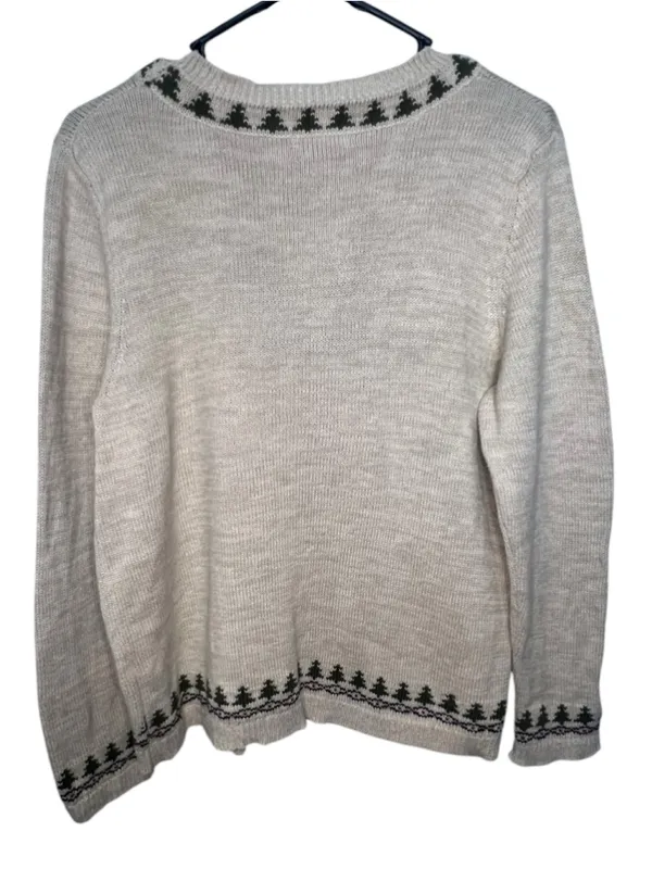 Christopher & Banks Hand Embroidered Santa Cotton Pullover Christmas Sweater - Image 5