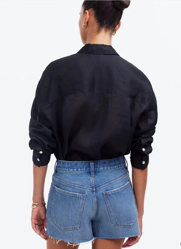 Relaxed Denim Shorts in Kelton Wash: Raw-Hem Edition - Image 4