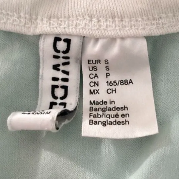 H&M Divided Baby Tee Light Blue Pink Ringer Trim Y2K Coquette S - Image 6