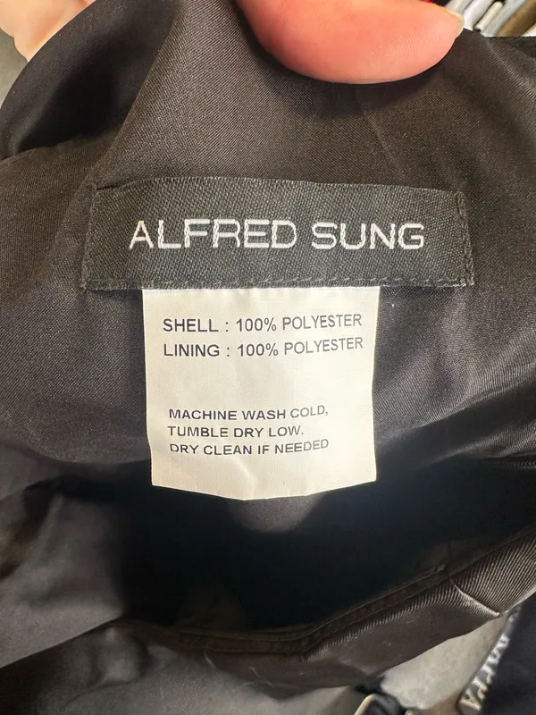 Alfred Sung Bow One-Shoulder Satin Trumpet Gown Black 2 - Image 3